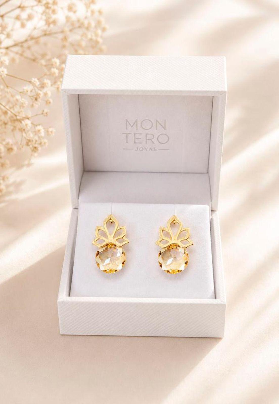 Aros Bali Gold 24K Cristal Swarovski® Golden Shadow-2