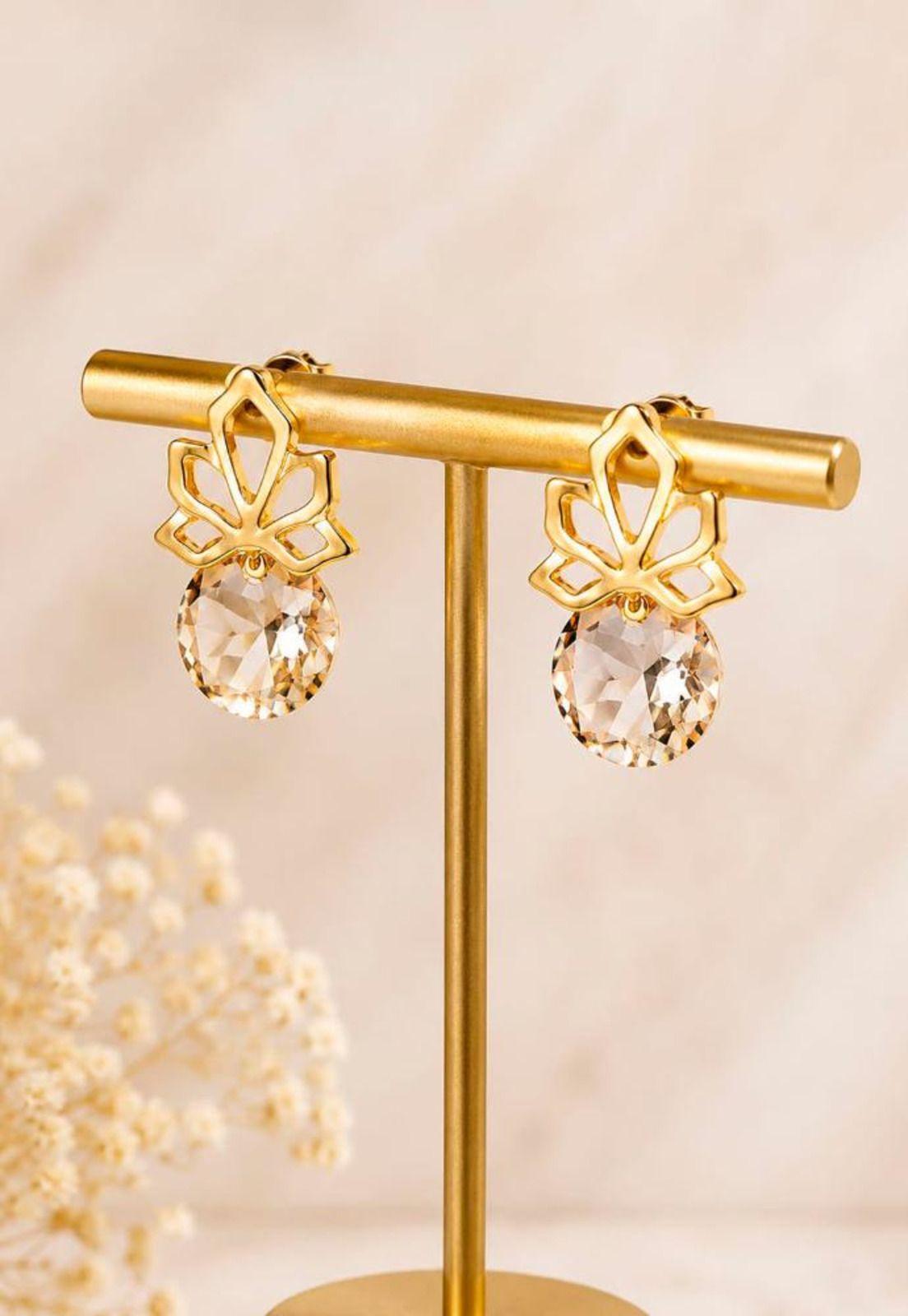 Aros Bali Gold 24K Cristal Swarovski® Golden Shadow-3