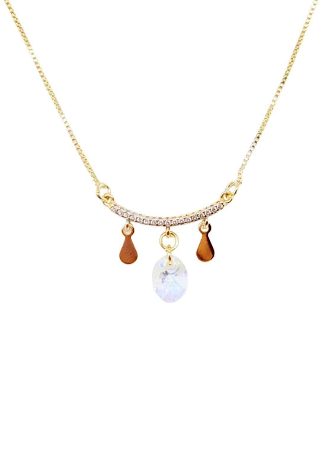 Collar Tiare Gold Cristal Genuino Aurora Boreal-0