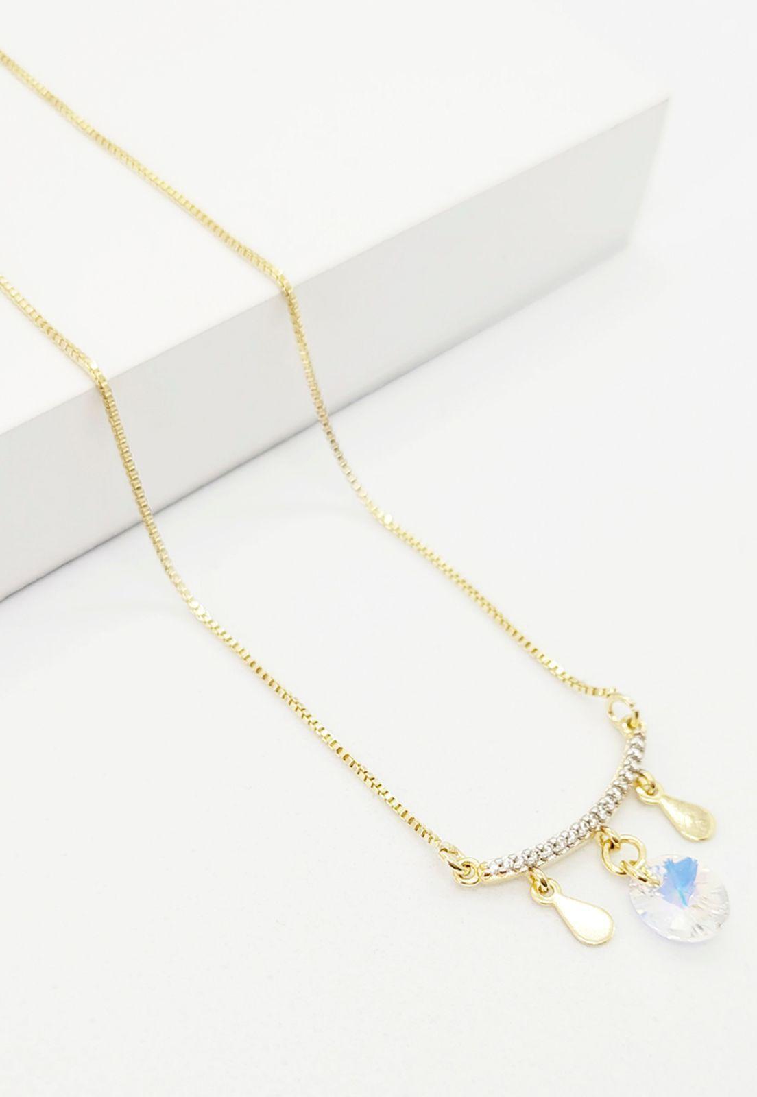 Collar Tiare Gold Cristal Genuino Aurora Boreal-2