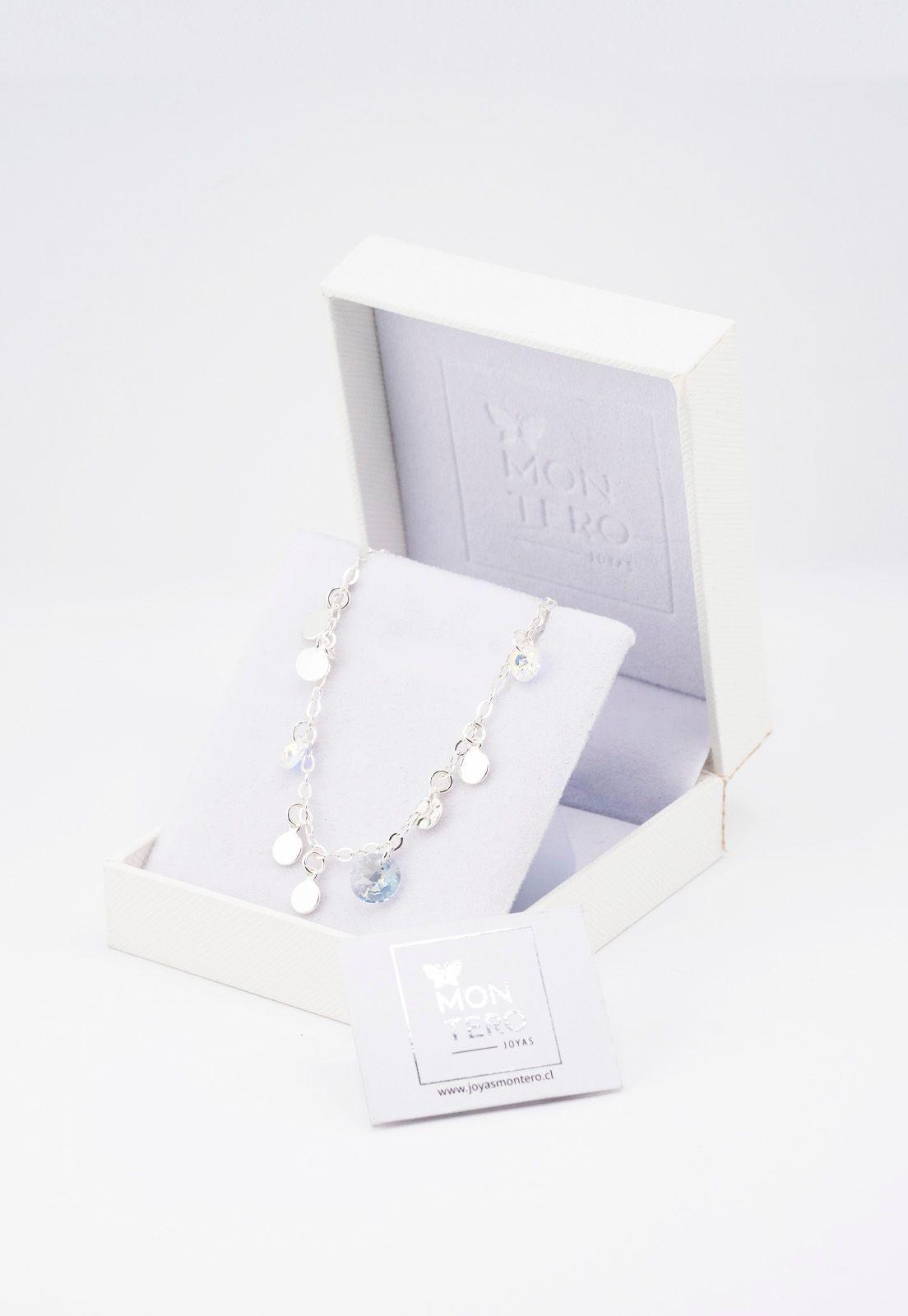 Pulsera Rumania Plata Italiana 925 y Cristales Genuinos Blue Shade-2