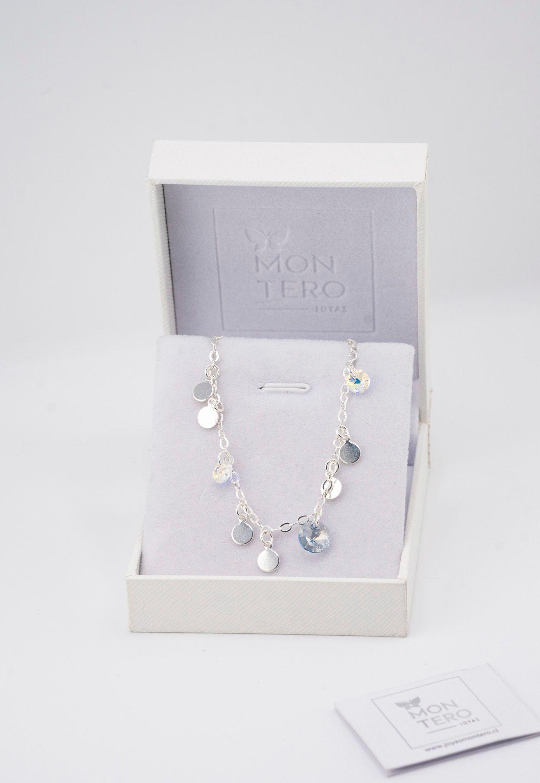 Pulsera Rumania Plata Italiana 925 y Cristales Genuinos Blue Shade-3