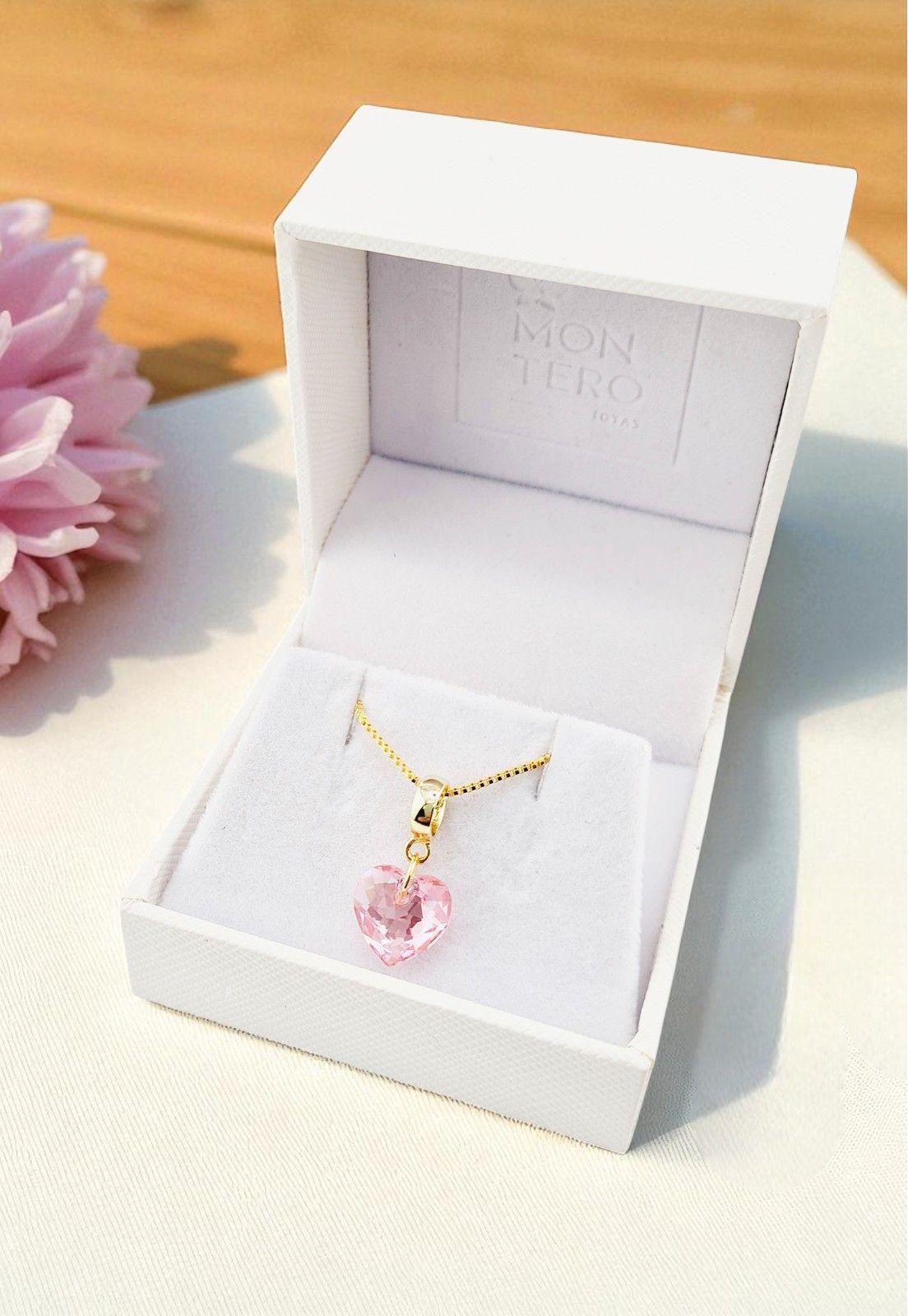 Collar Amor Gold 24K Cristal Genuino Rose -3