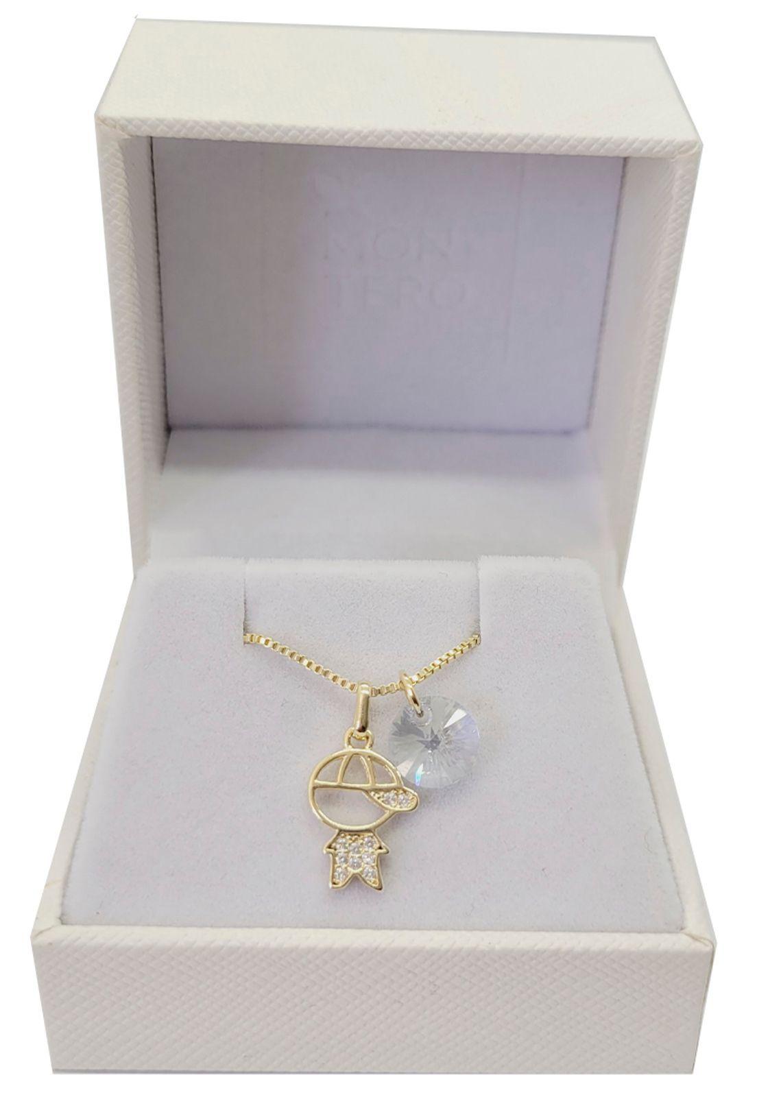 Collar Vida Niño Gold Cristal Genuino  Blue Shade-2