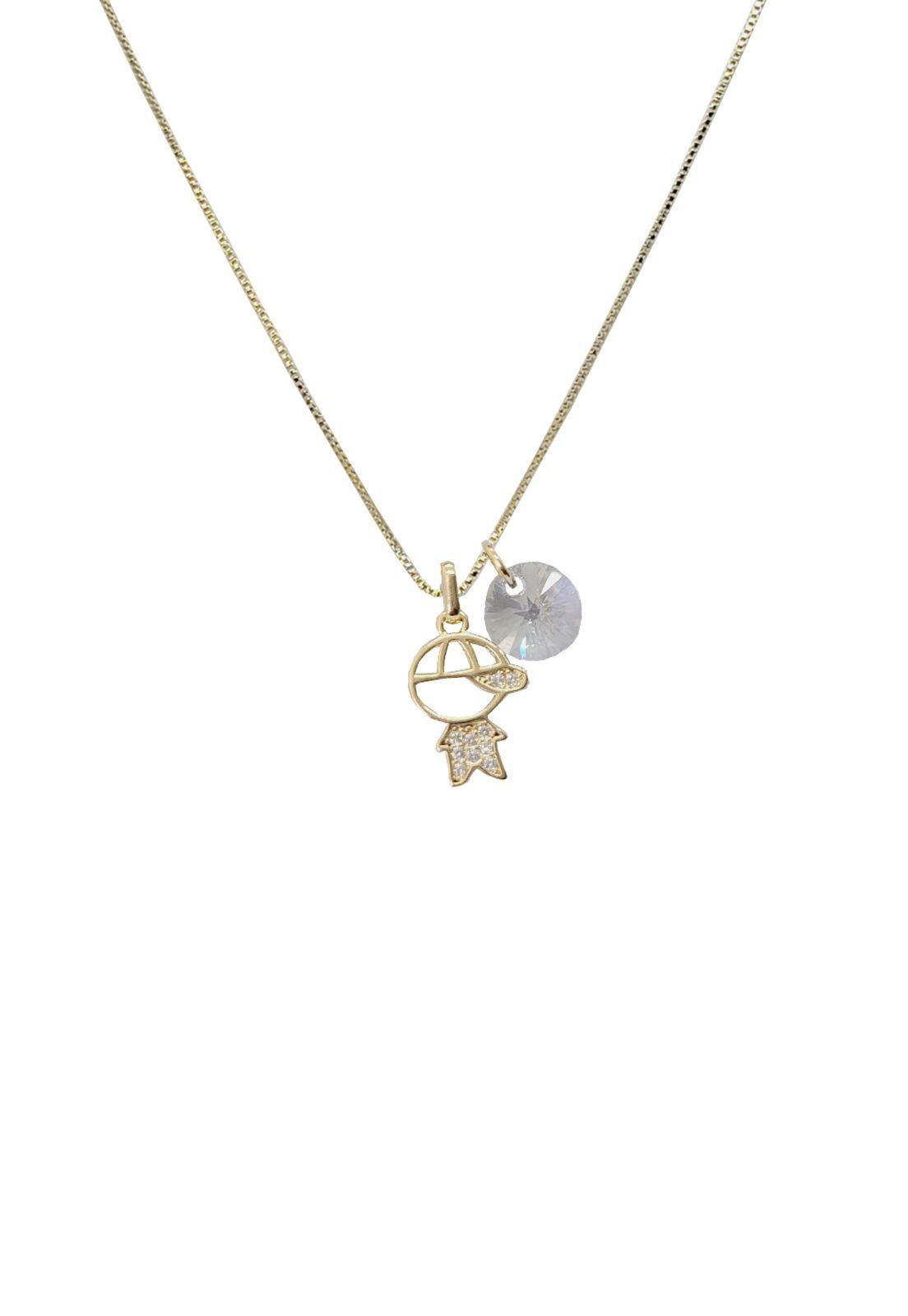 Collar Vida Niño Gold Cristal Genuino  Blue Shade-0