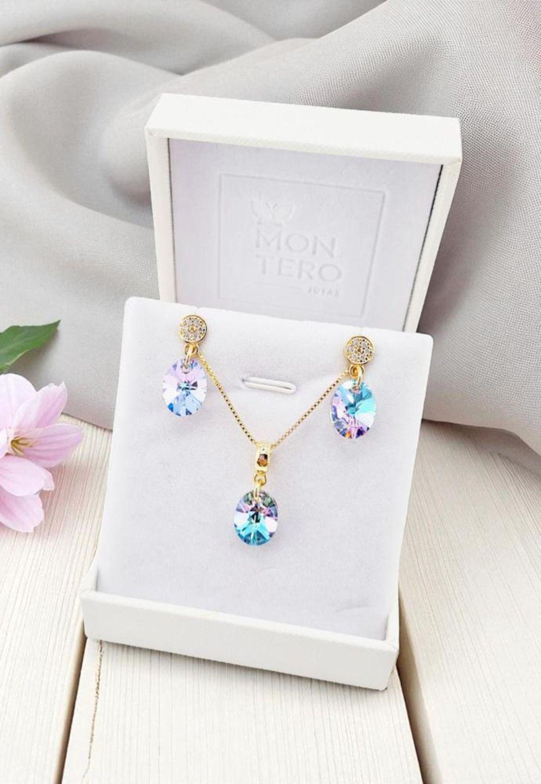 Conjunto Praga Gold 24K Cristal Swarovski® Vitral Light-5