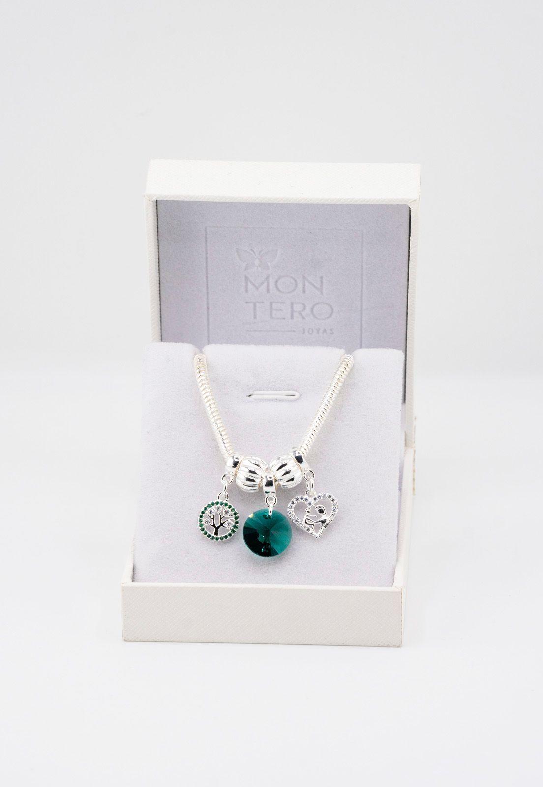 Pulsera Colomba Con Baño de Oro Blanco y Cristales Genuinos Emerald-2
