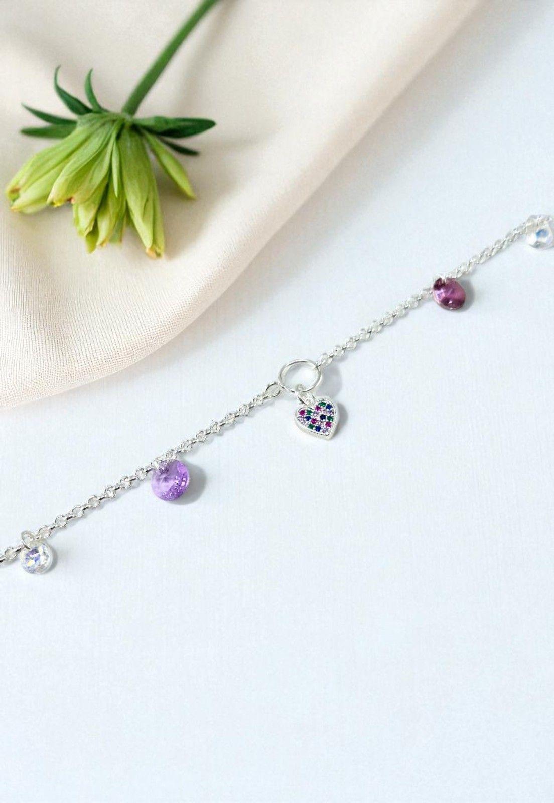 Pulsera Amistad Plata Italiana Cristal Genuino-2