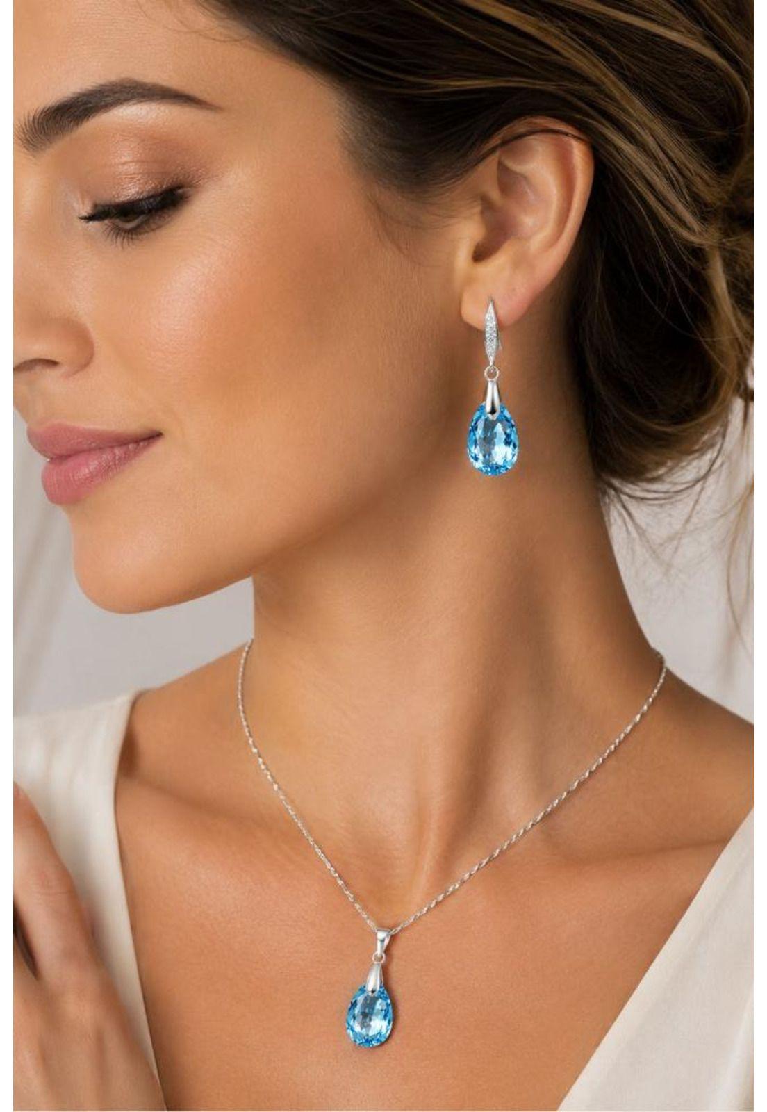 Conjunto Milan Plata 925 Cristal Swarovski® Aquamarine-3