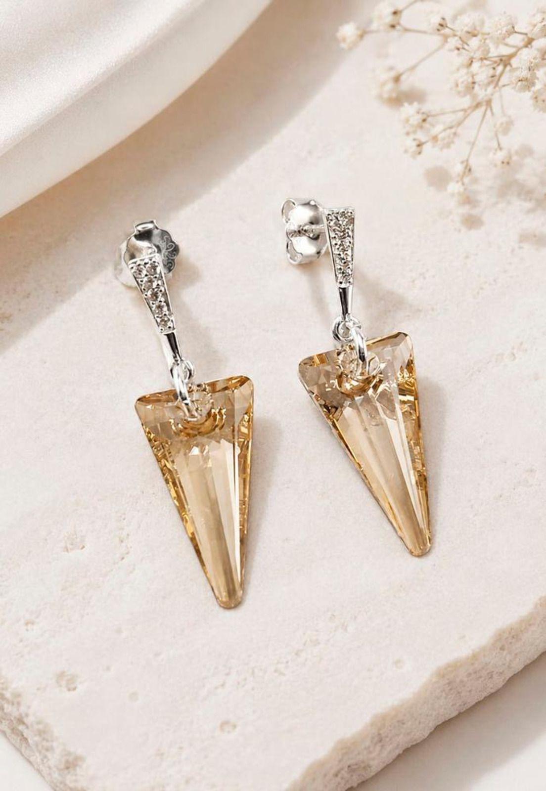 Aros Sevilla Plata 925 Cristal Swarovski® Golden Shadow-1