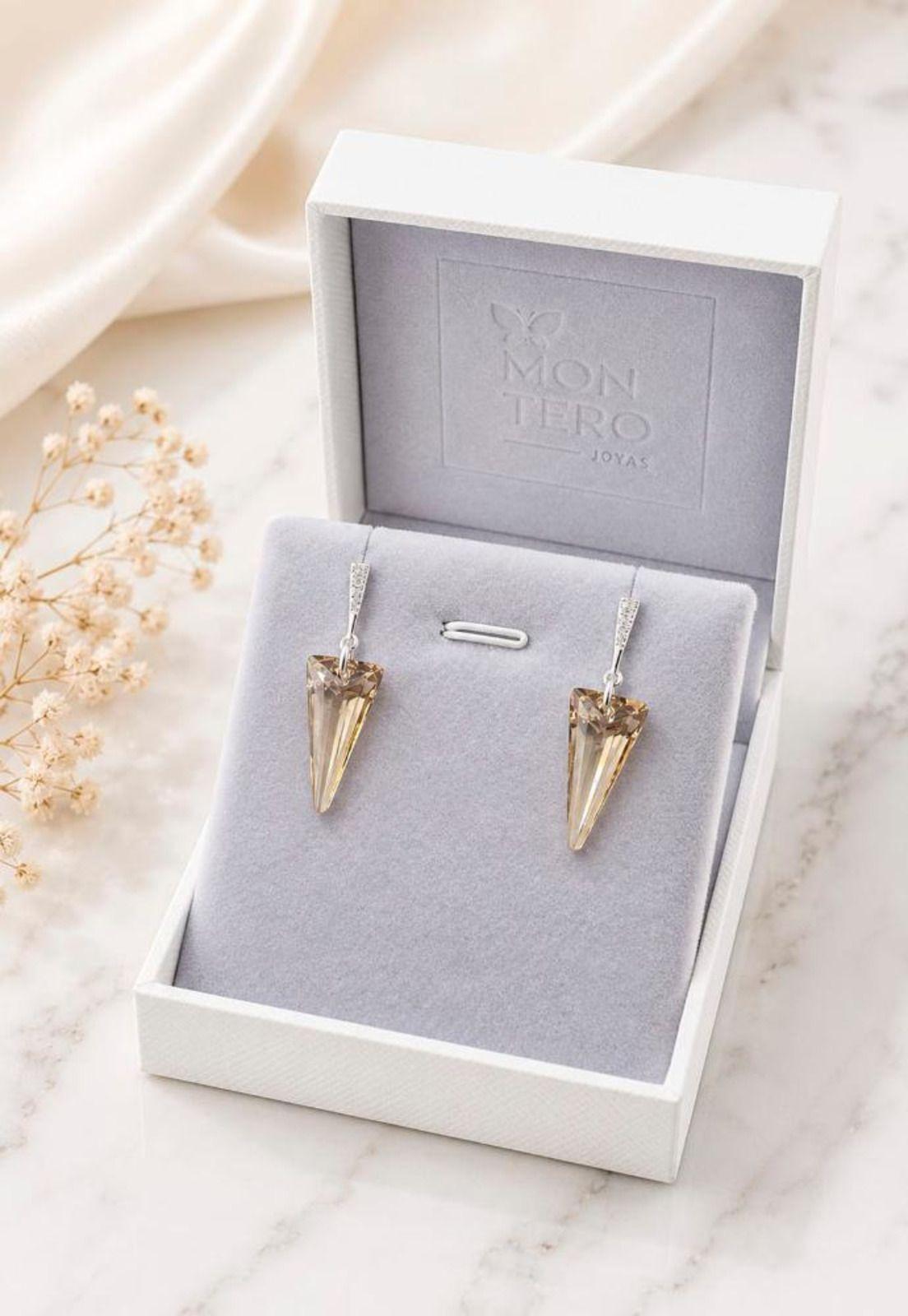 Aros Sevilla Plata 925 Cristal Swarovski® Golden Shadow-2