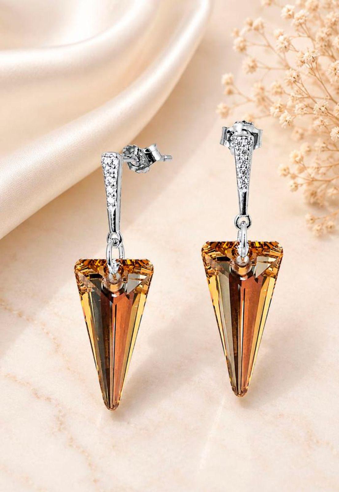 Aros Sevilla Plata 925 Cristal Swarovski® Golden Shadow-4