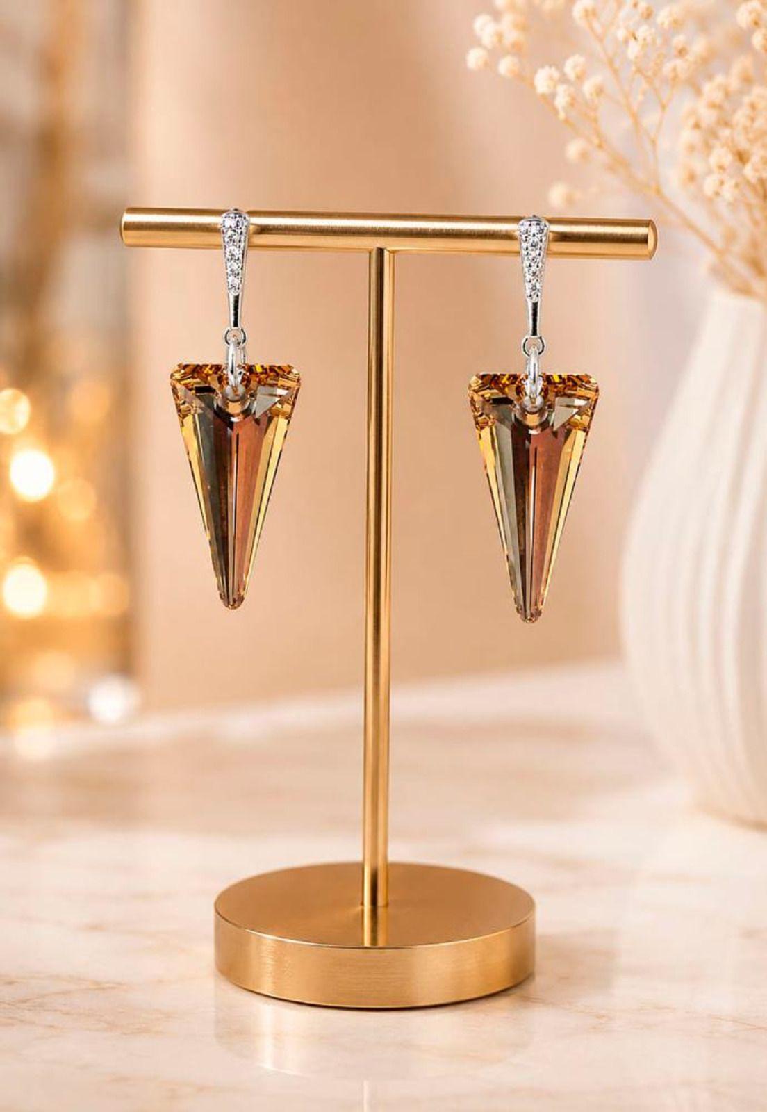 Aros Sevilla Plata 925 Cristal Swarovski® Golden Shadow-5