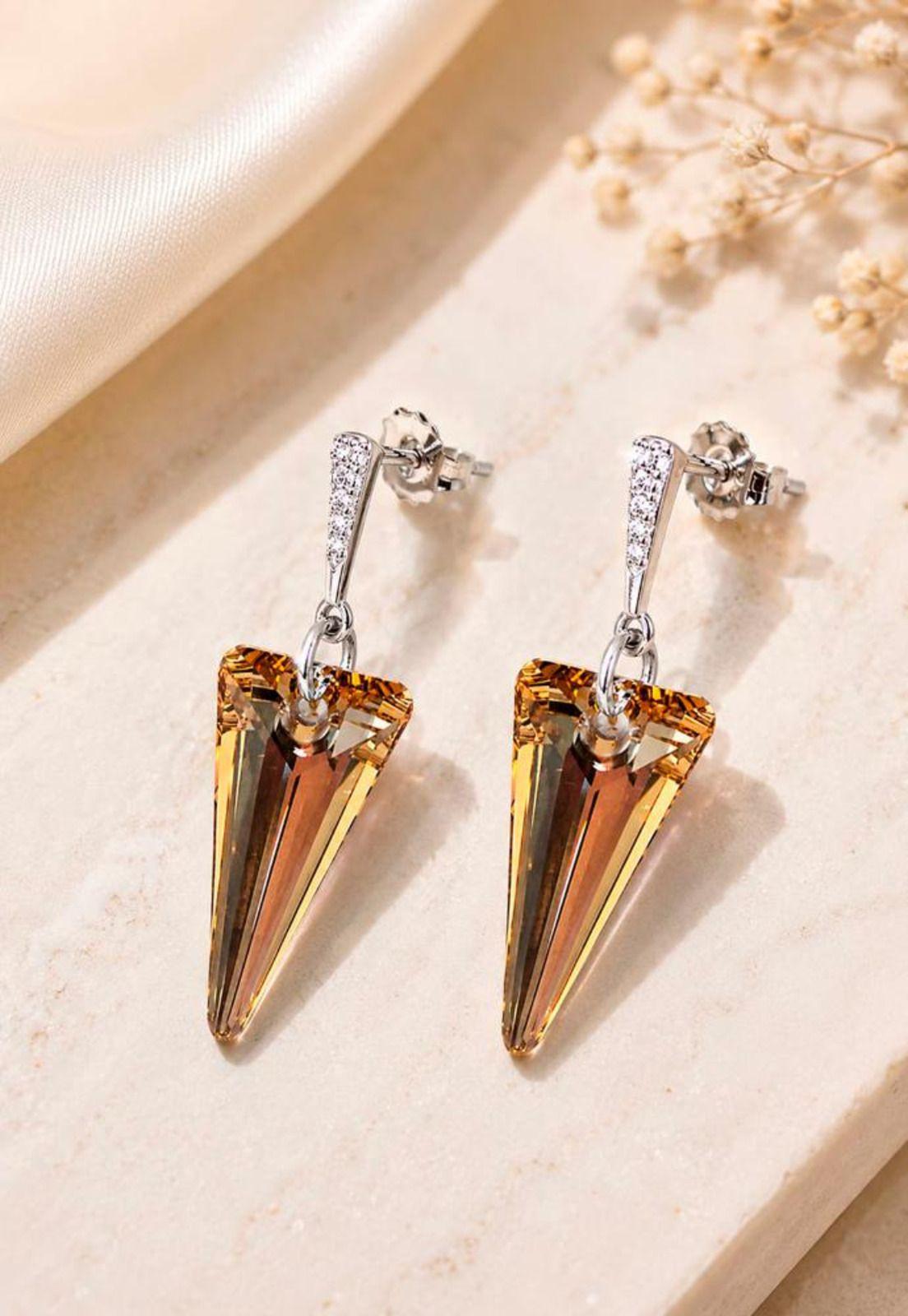Aros Sevilla Plata 925 Cristal Swarovski® Golden Shadow-6