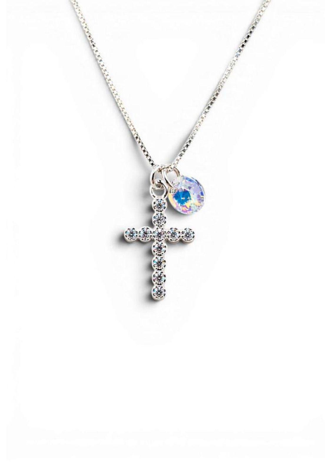 Collar Fe Plata 925 Cristal Swarovski® Aurora Boreal-0