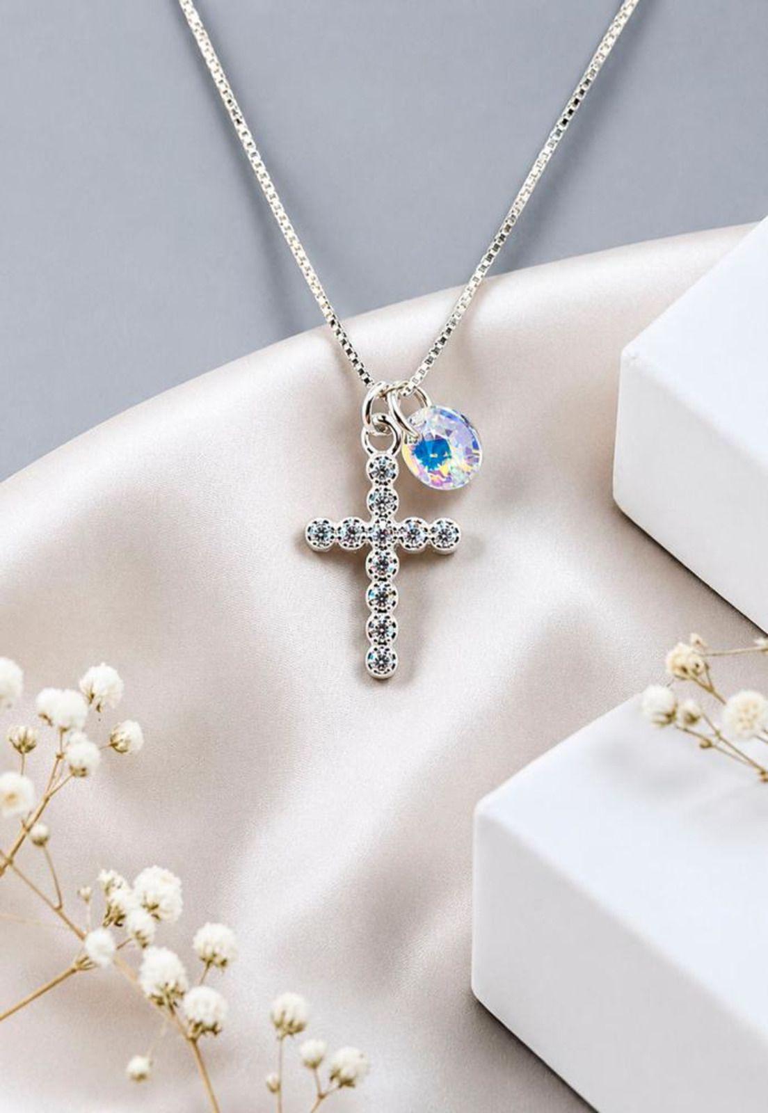 Collar Fe Plata 925 Cristal Swarovski® Aurora Boreal-1
