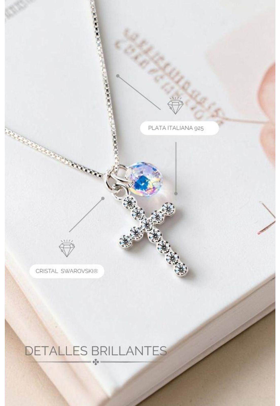 Collar Fe Plata 925 Cristal Swarovski® Aurora Boreal-5