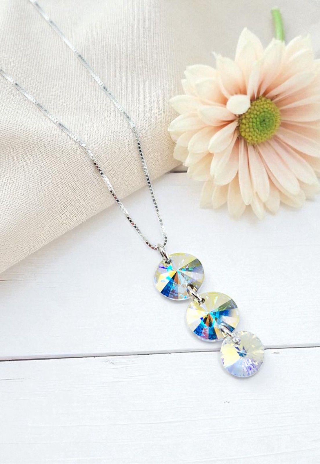 Collar Rafaela Plata Italiana 925 Con Cristales Genuinos Aurora Boreal-2