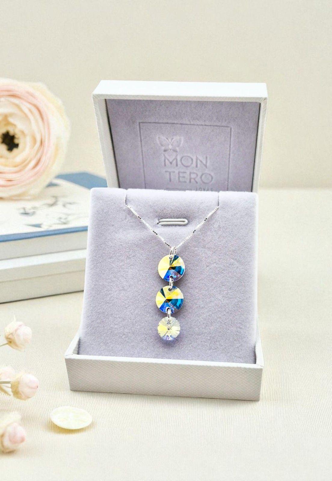 Collar Rafaela Plata Italiana 925 Con Cristales Genuinos Aurora Boreal-3