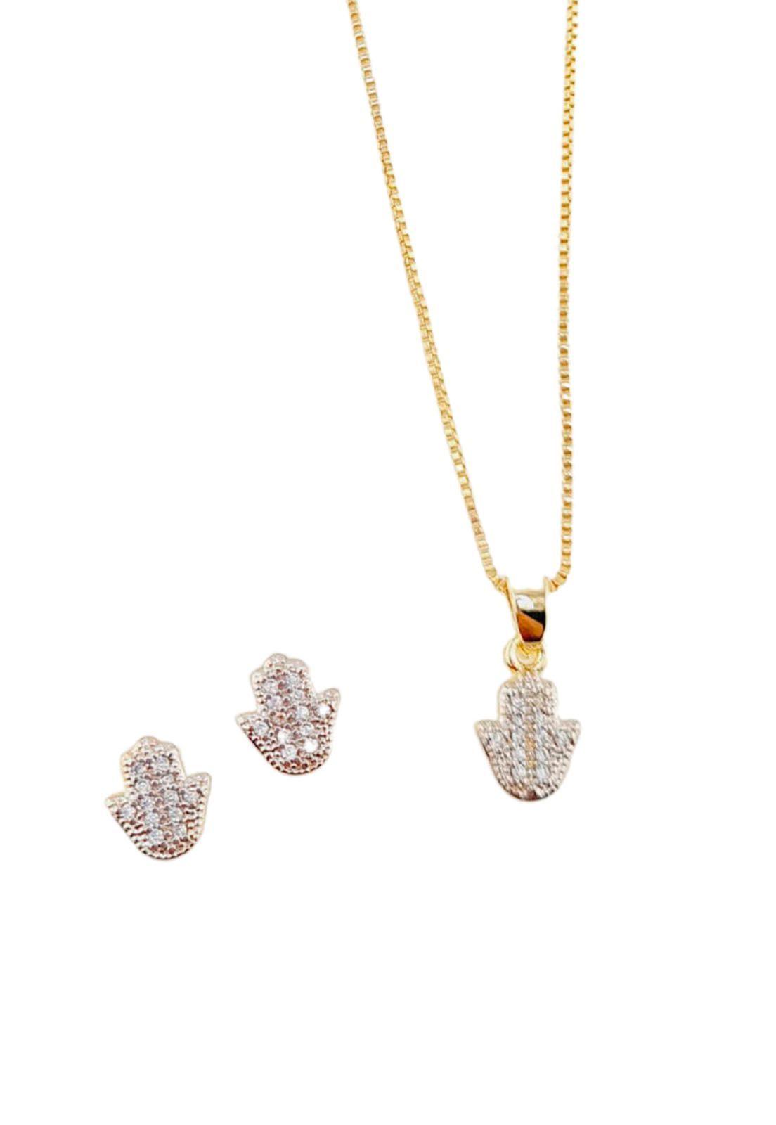 Conjunto Fatima Gold Con Microcircones Baño de Oro 24k-0