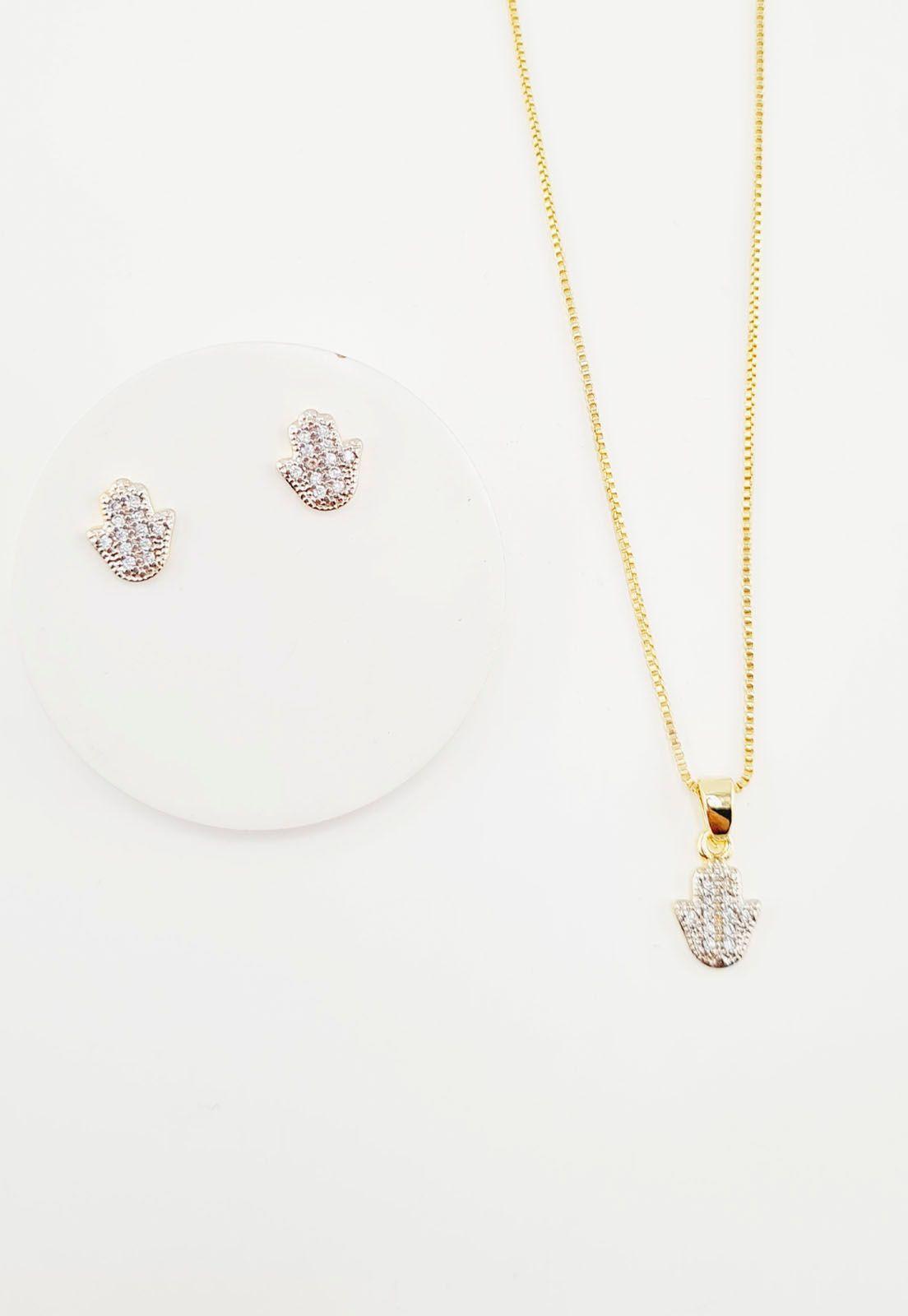 Conjunto Fatima Gold Con Microcircones Baño de Oro 24k-2