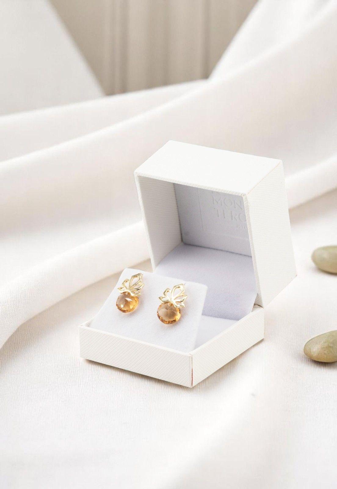 Aros Bali Gold Cristales Genuinos Golden Shadow-2