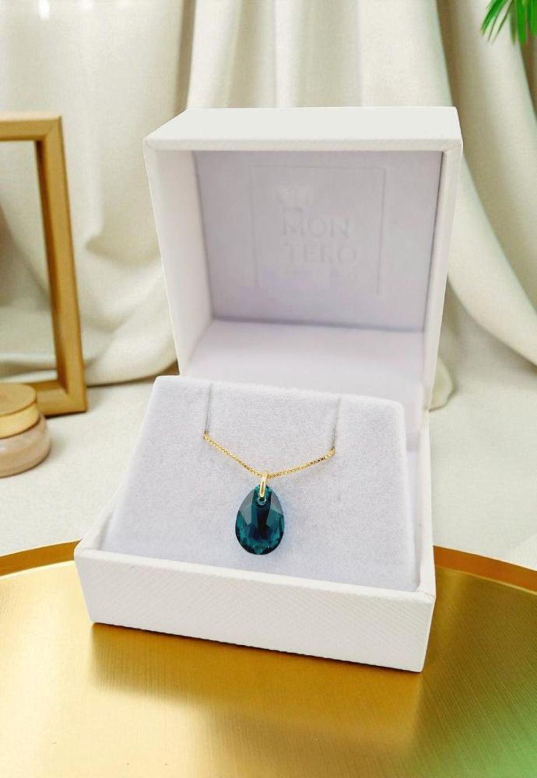 Collar Gota de Luz Gold 24k Creado con cristales de Swarovski® Emerald-2