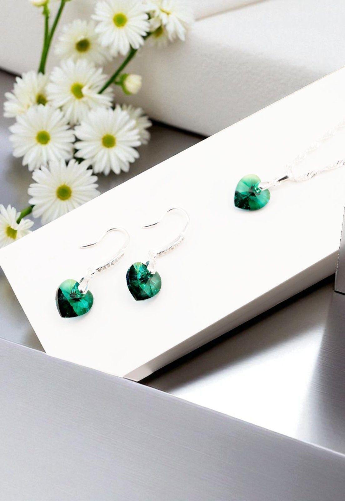 Conjunto Romance Plata Italiana 925 Cristal Genuino Emerald-3