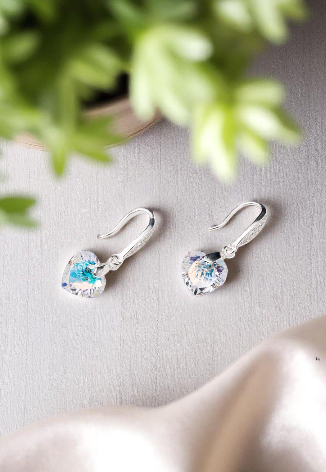 Aros Amor Plata Italiana 925 Cristal Genuino Aurora Boreal-2