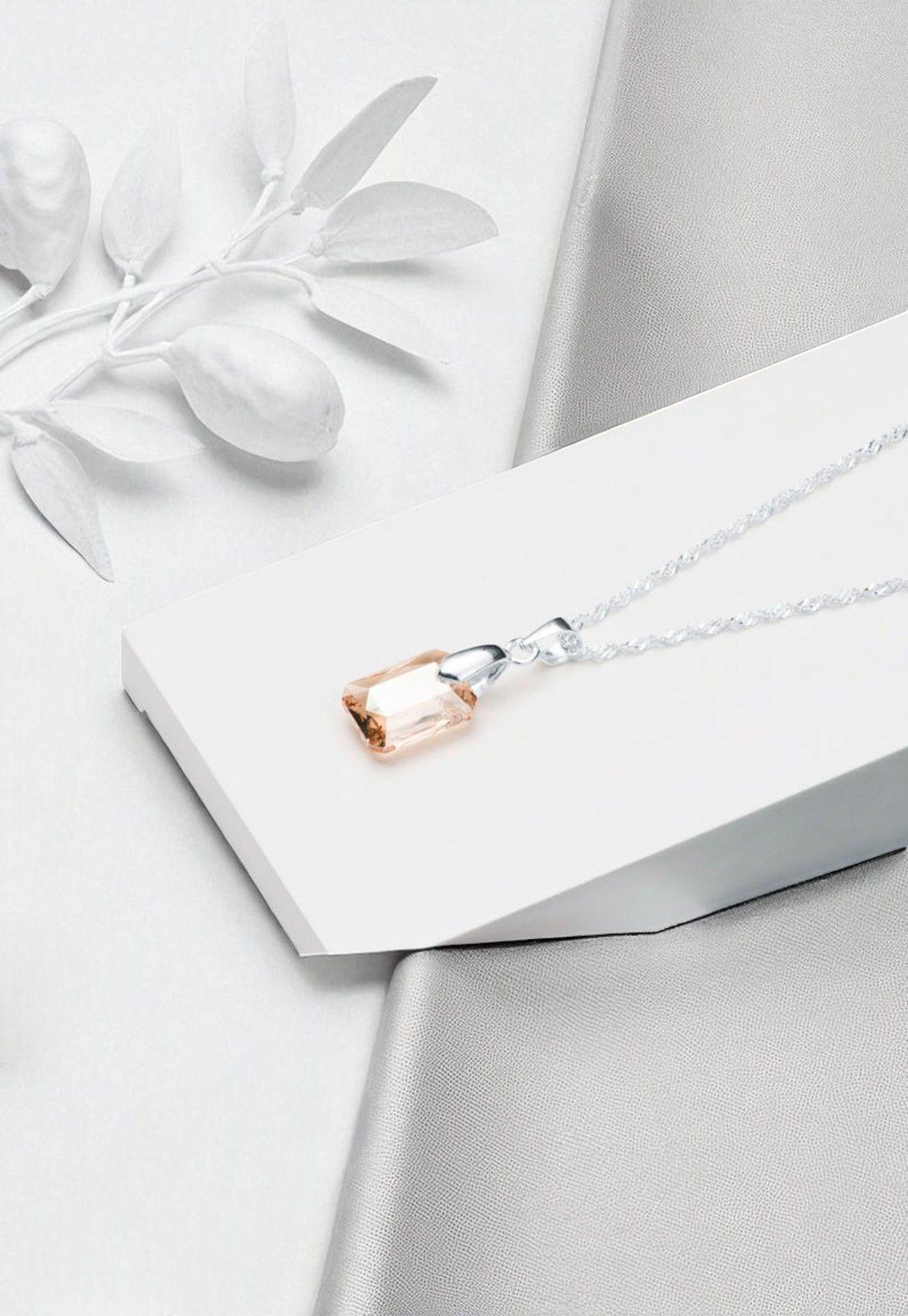 Collar Estefania Plata Italiana 925 Cristal Genuino Golden Shadow-2