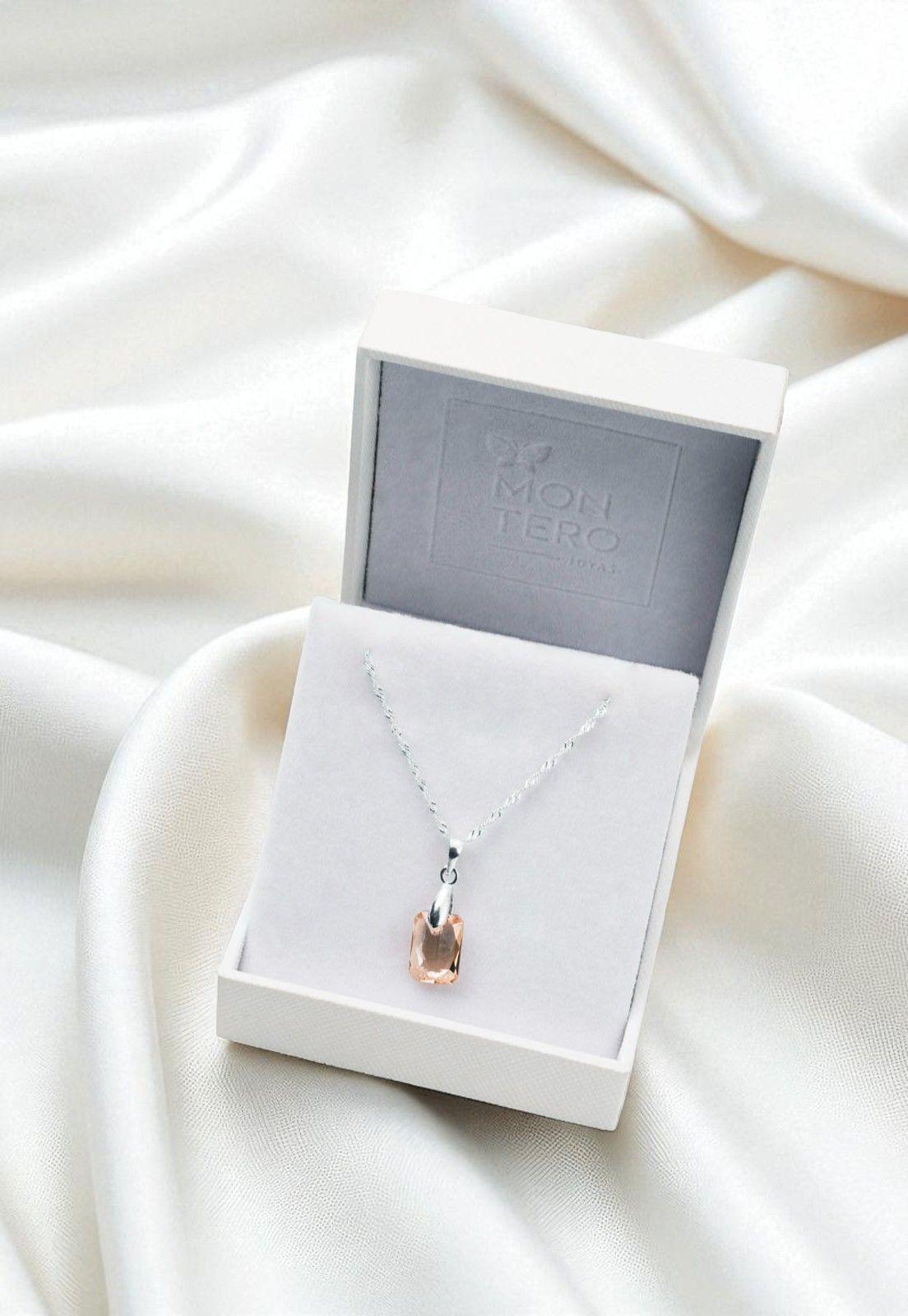 Collar Estefania Plata Italiana 925 Cristal Genuino Golden Shadow-3