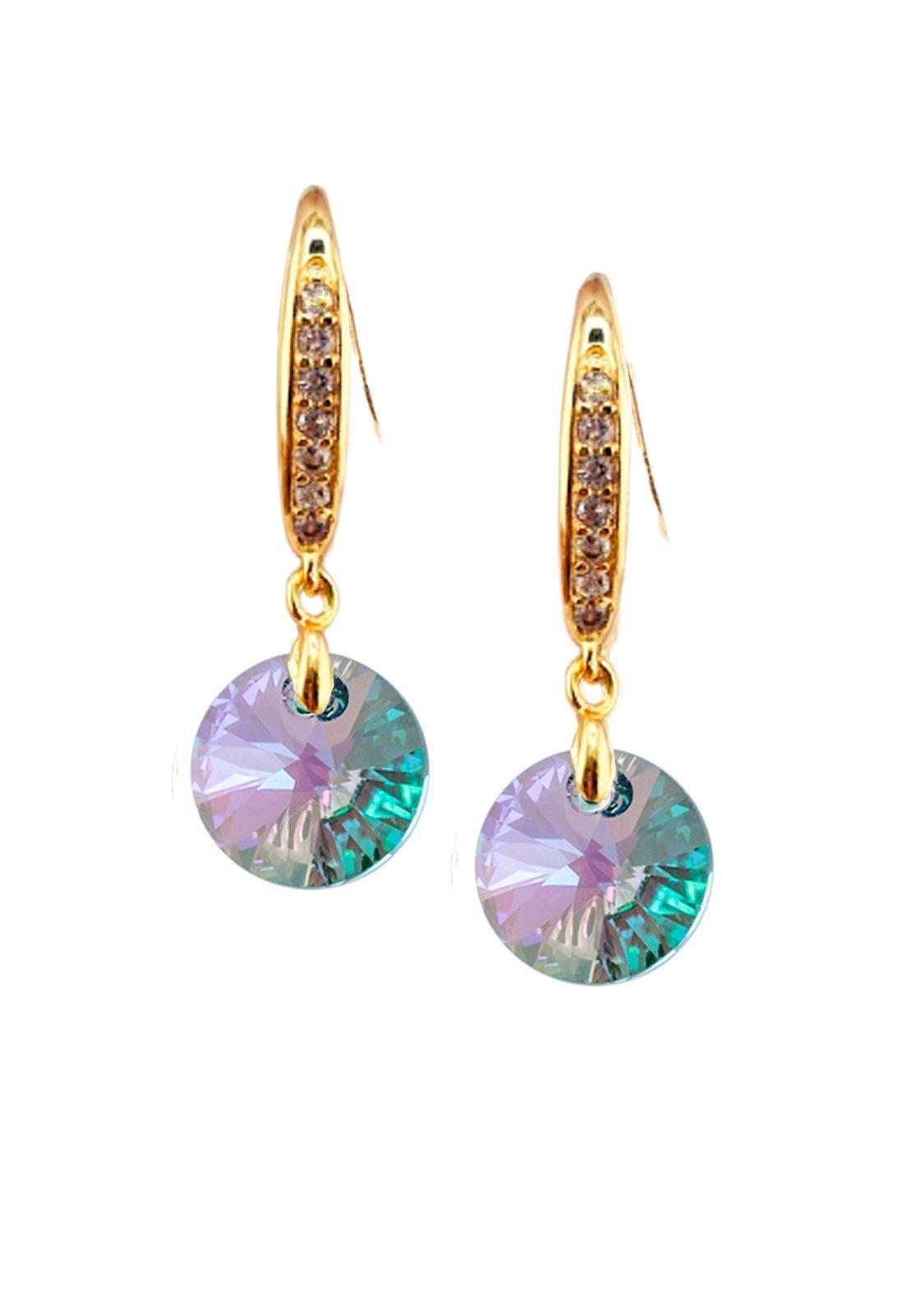 Aros Aurora Gold Baño de Oro 24k y Cristales Genuinos Paradise Shine-0