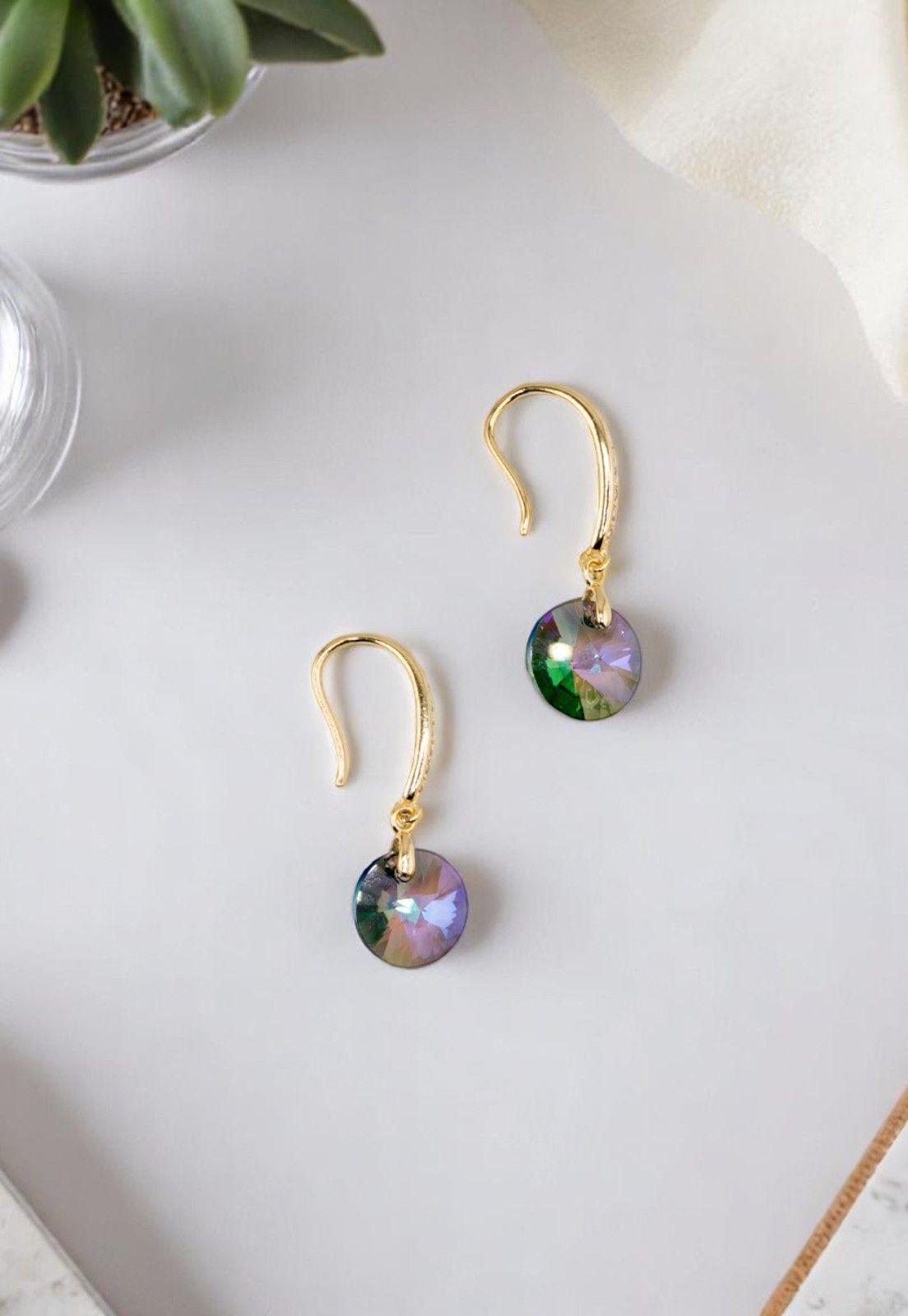 Aros Aurora Gold Baño de Oro 24k y Cristales Genuinos Paradise Shine-1