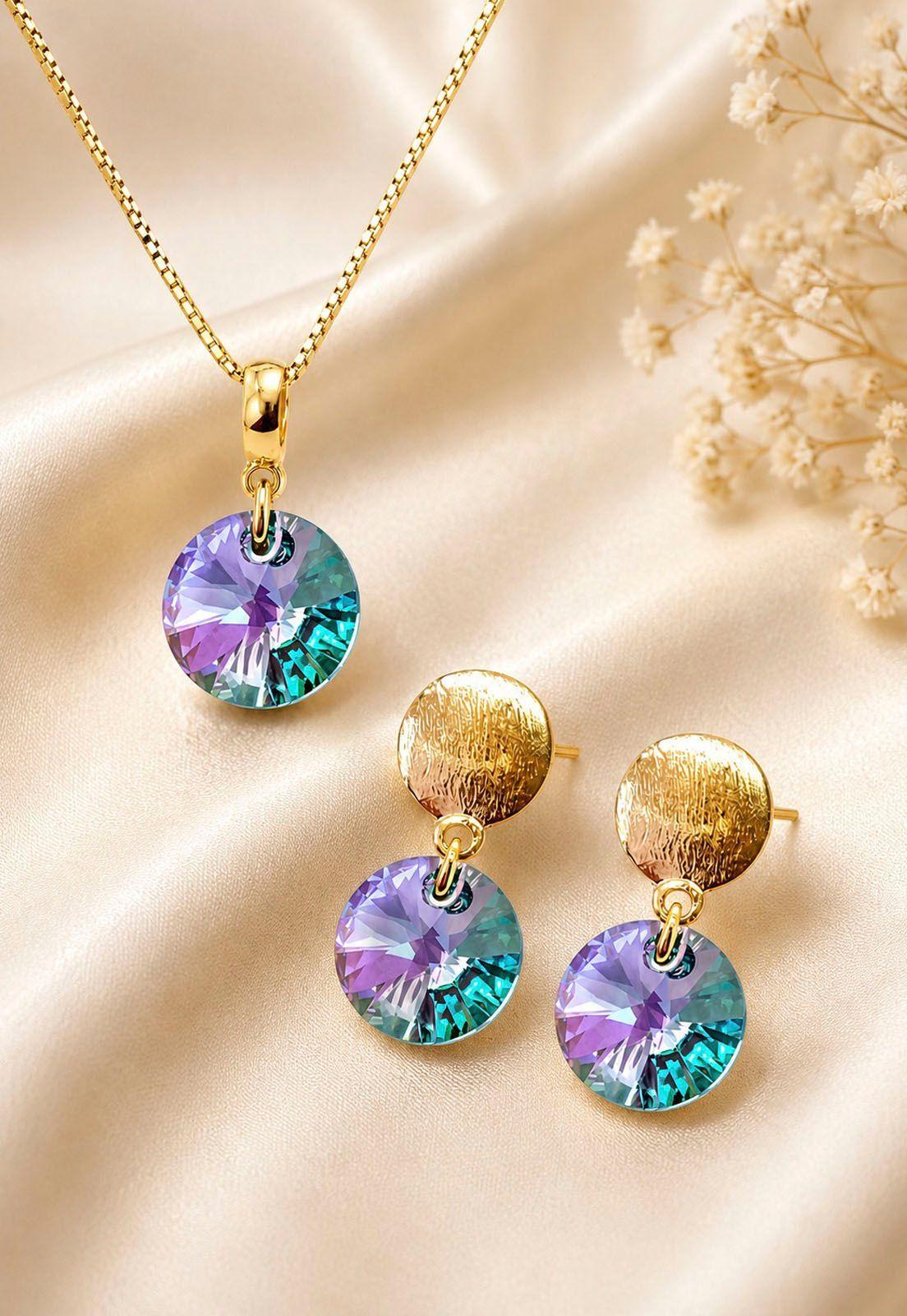 Conjunto Amelia Gold 24K Cristal Swarovski® Paradise Shinne-1