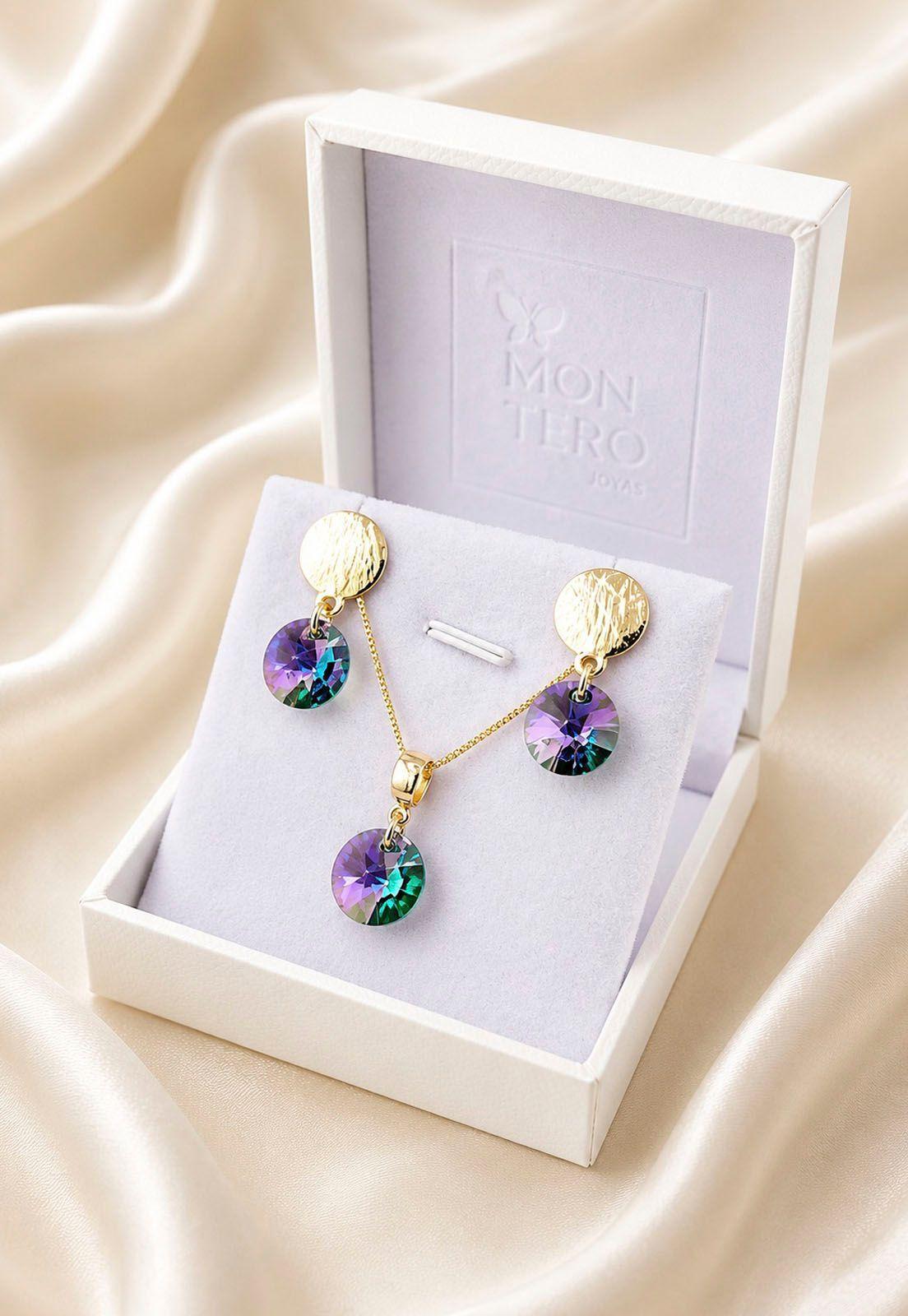 Conjunto Amelia Gold 24K Cristal Swarovski® Paradise Shinne-2