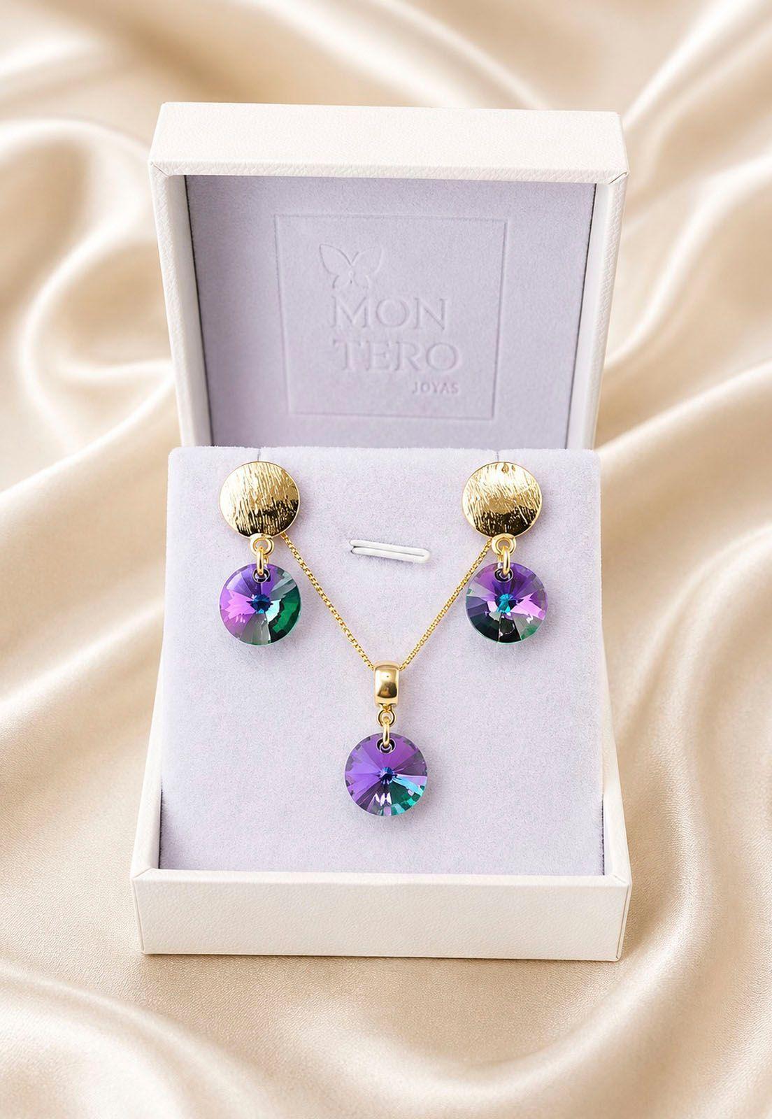 Conjunto Amelia Gold 24K Cristal Swarovski® Paradise Shinne-3