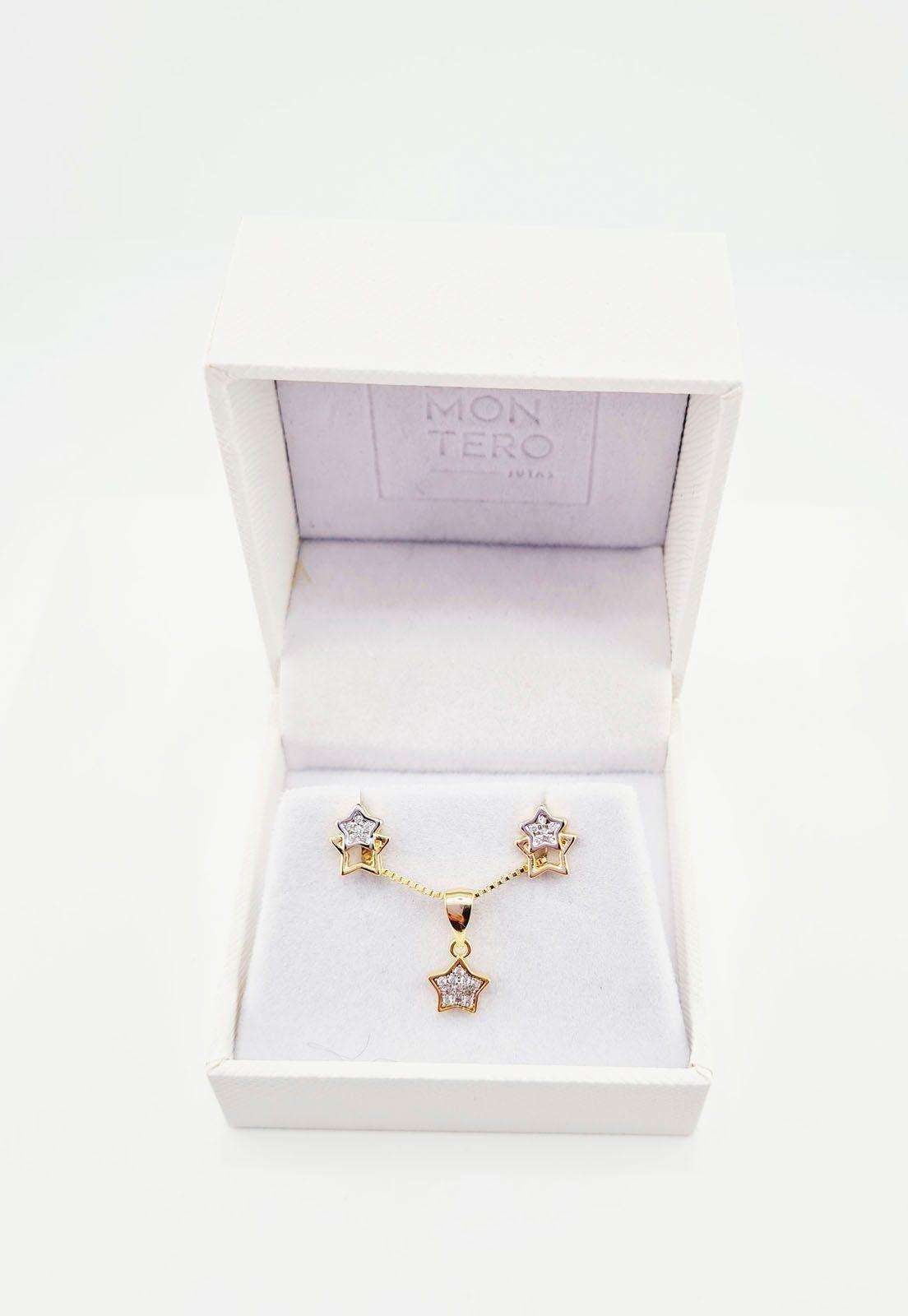 Conjunto Estelar Mini Con Microcircones Baño de Oro 24k-3