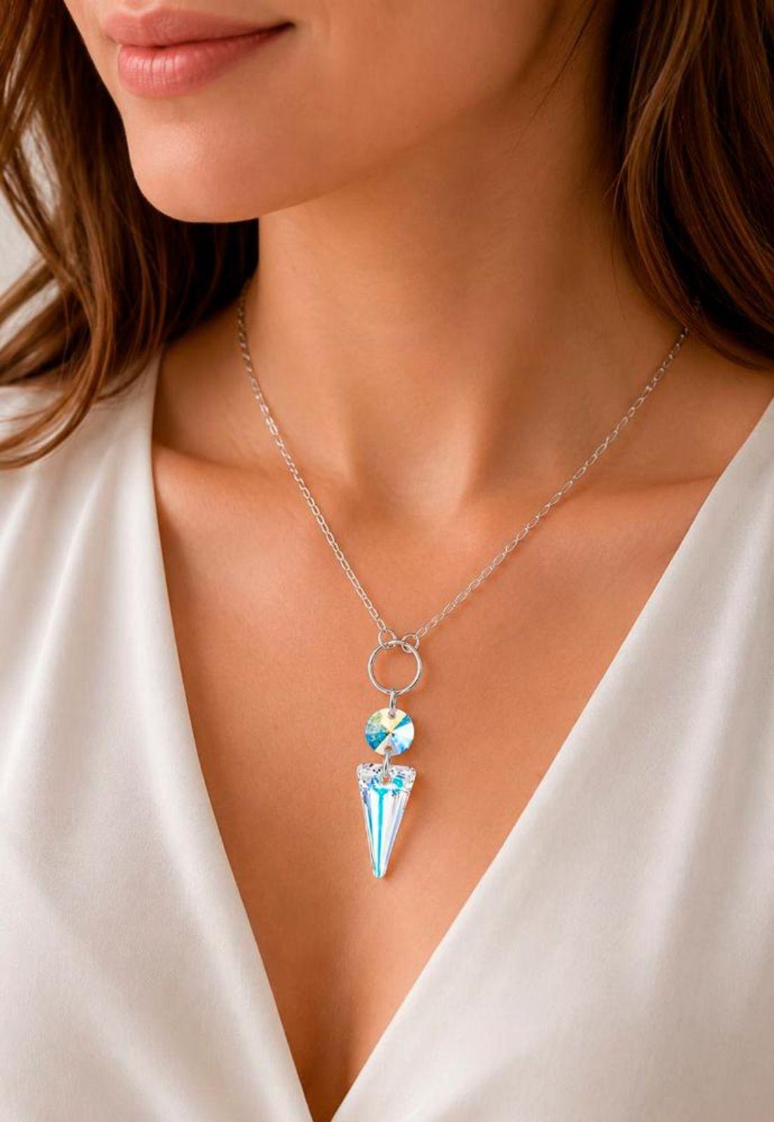 Collar Mystic Plata 925  Cristal Swarovski® Aurora Boreal-6