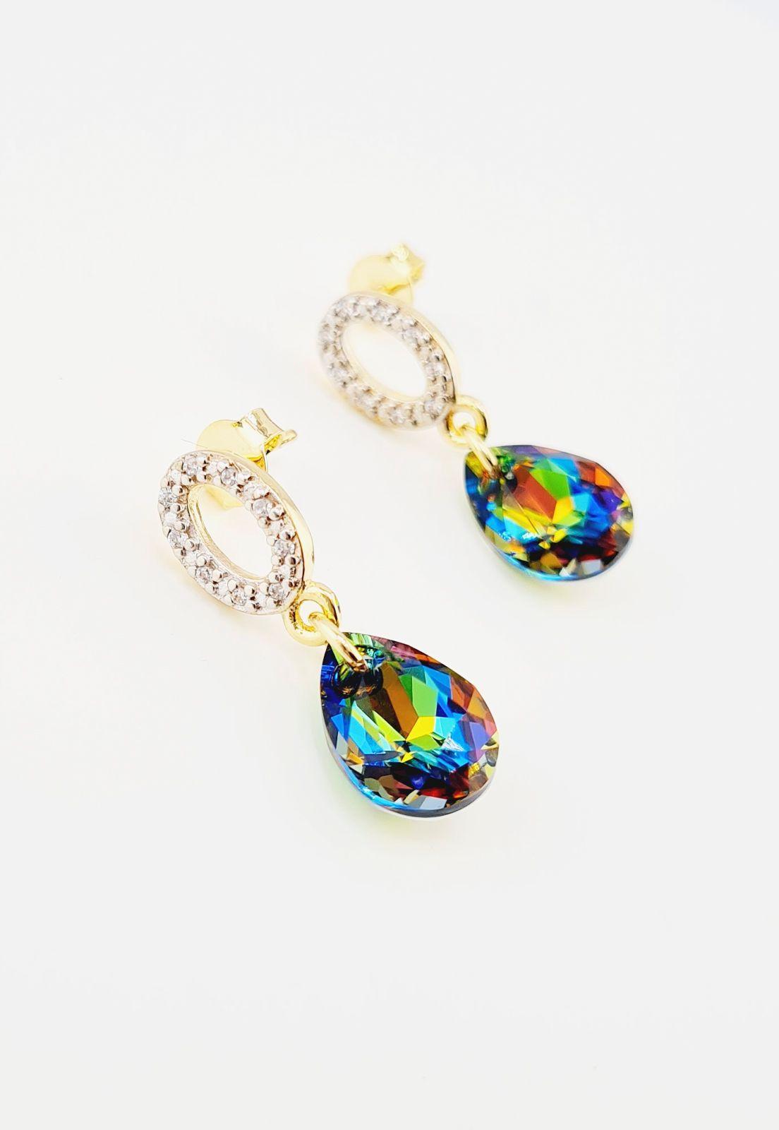 Aros Gota de Luz Gold Cristales Genuinos Vitral Medium -2