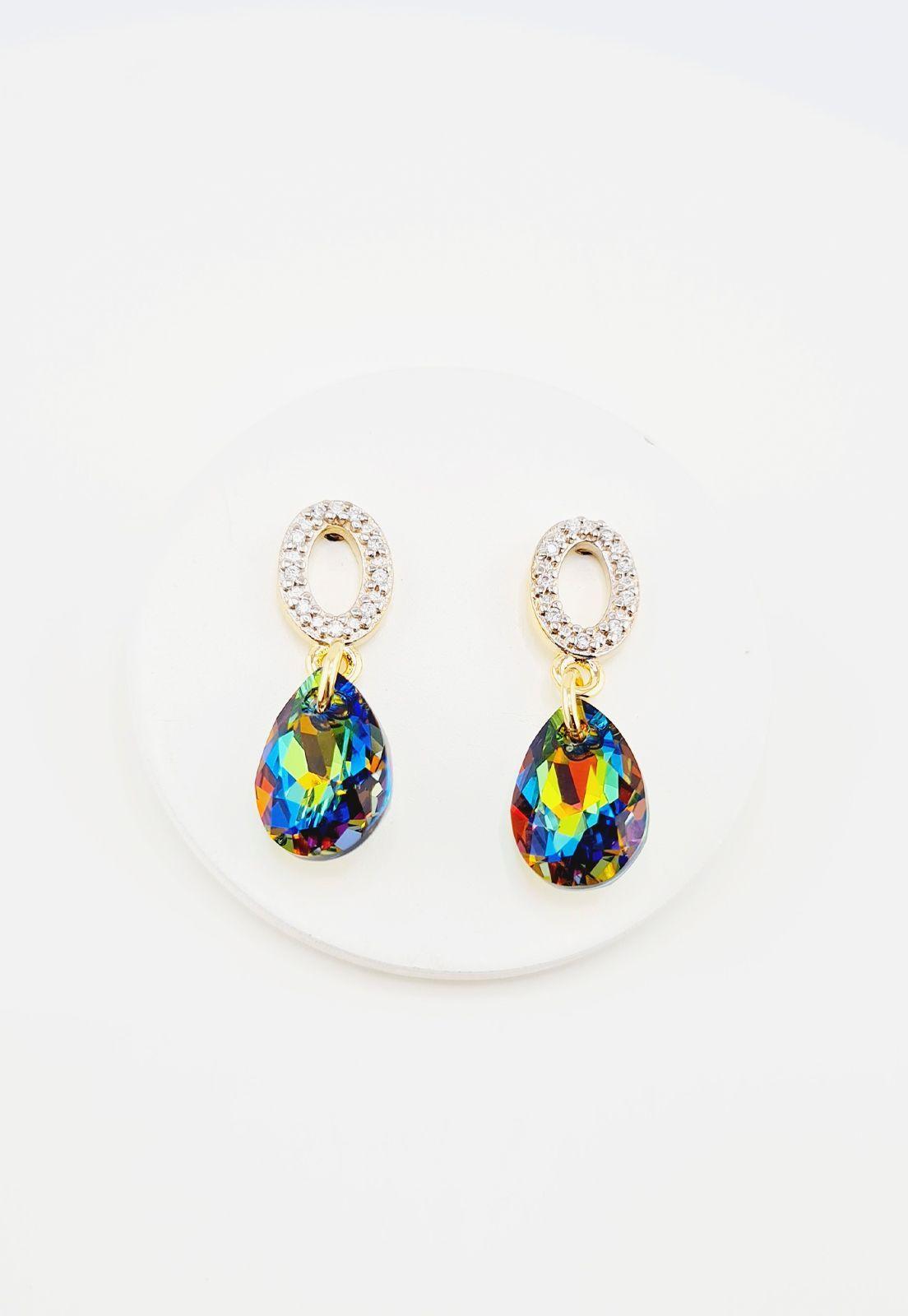 Aros Gota de Luz Gold Cristales Genuinos Vitral Medium -4