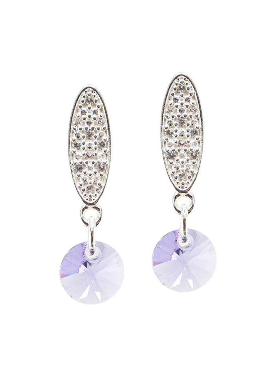 Aros Punto de Luz Baño Oro Blanco Cristal Swarovski® Violeta-0