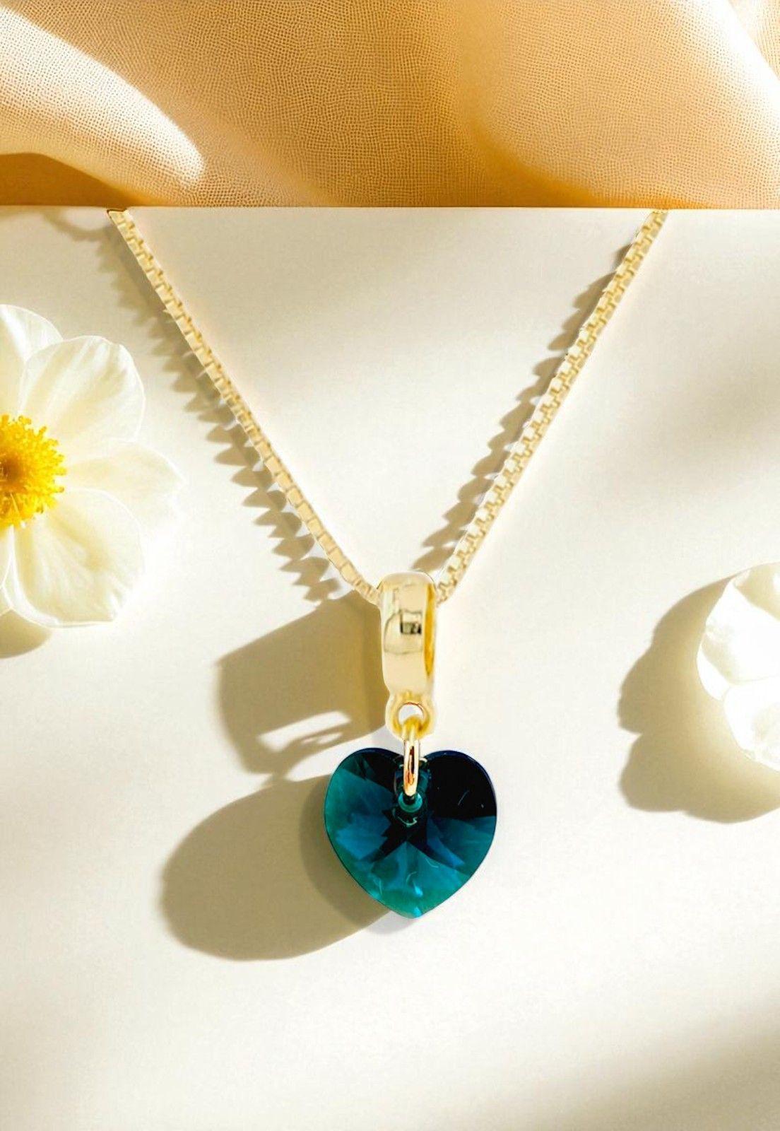 Collar Romance Gold 24K Cristal Genuino Emerald Shimmer-2