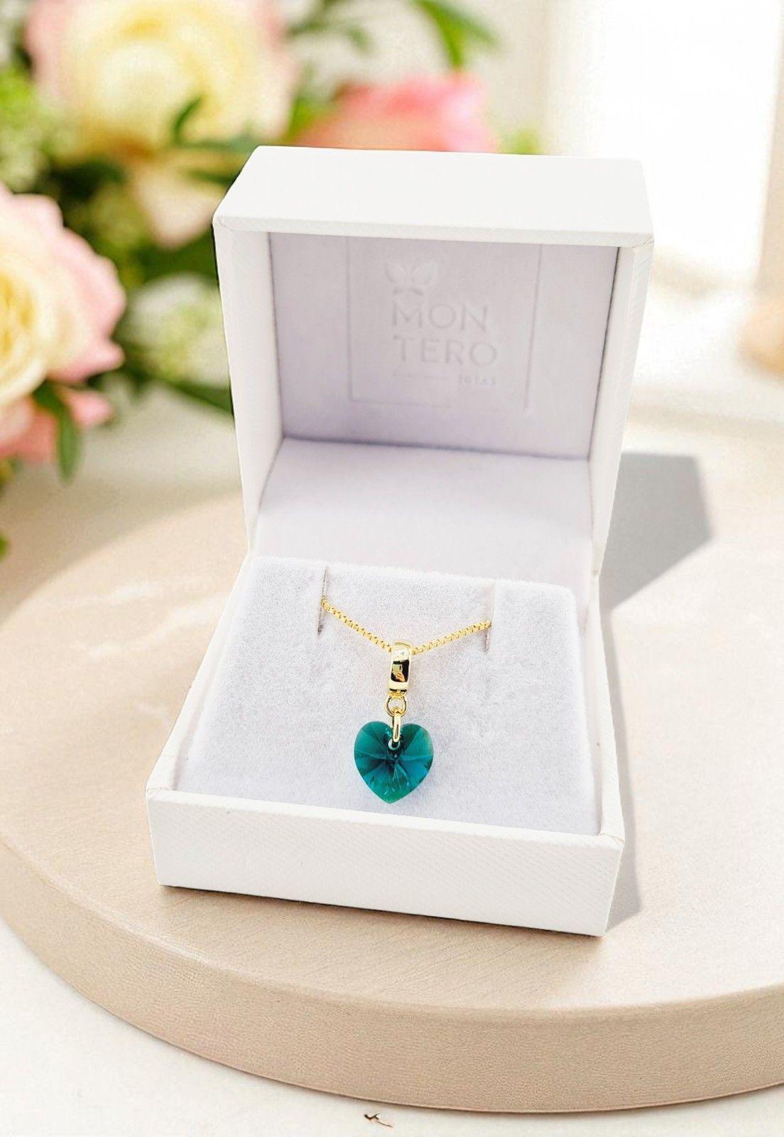 Collar Romance Gold 24K Cristal Genuino Emerald Shimmer-3