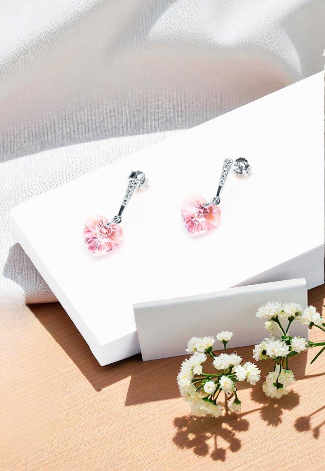 Aros Romance Plata Italiana 925 Cristal Swarovski® Rose -3