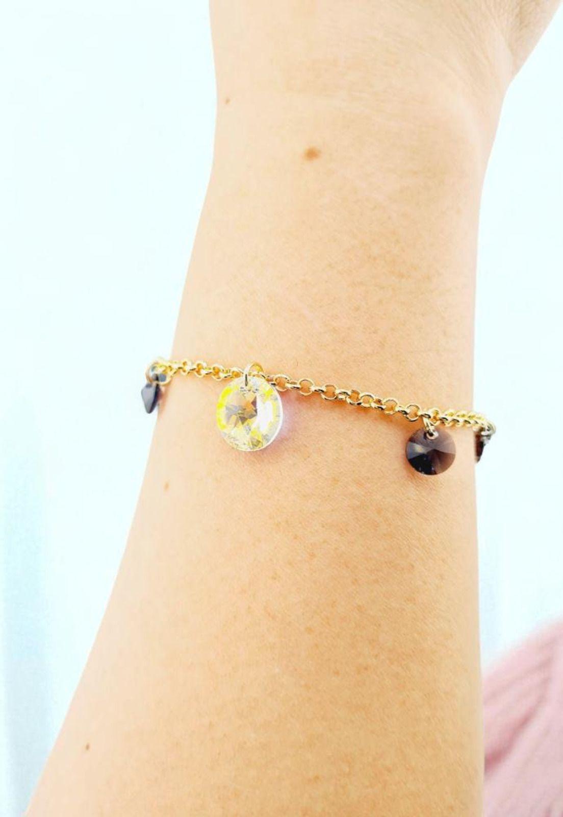 Pulsera Nepal Gold 24K Cristal Swarovski® Silver Night-2