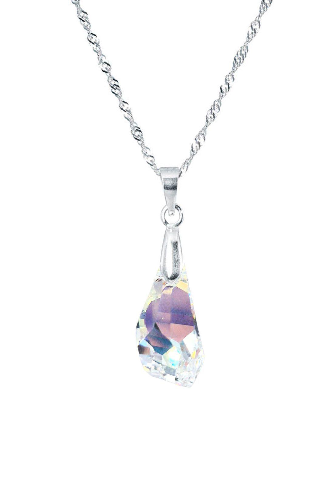 Collar Sofia Plata Italiana 925 y Cristales Aurora Boreal-0