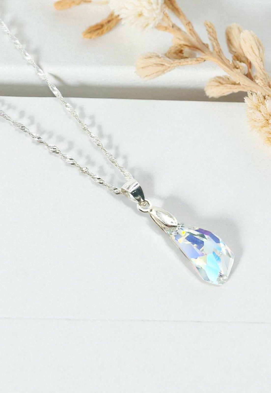 Collar Sofia Plata Italiana 925 y Cristales Aurora Boreal-1