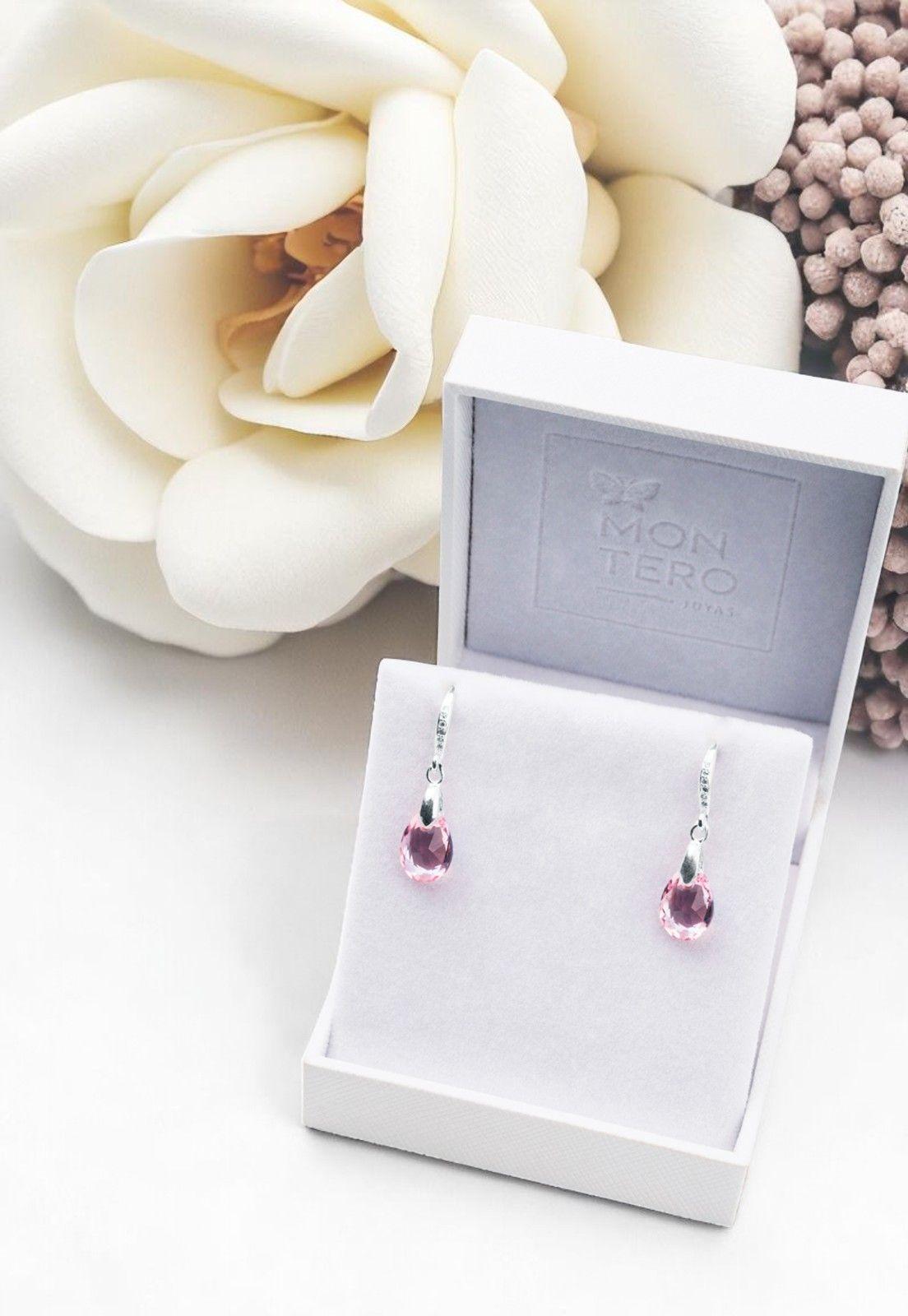 Aros Gota de Luz Cristales Genuinos Rose Shimmer-3