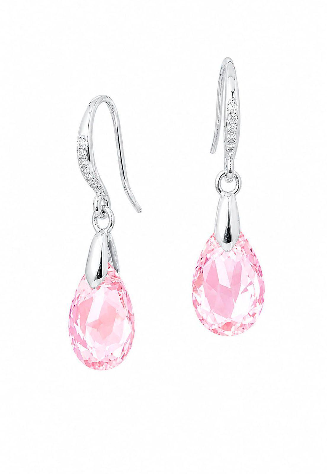 Aros Gota de Luz Plata Italiana 925 Cristal Genuino Rose Shimmer-0