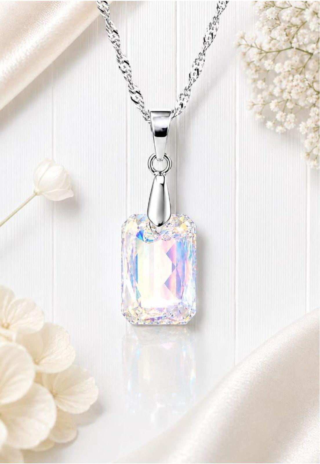 Collar Estefania Plata 925 Cristal Swarovski® Aurora Boreal-2